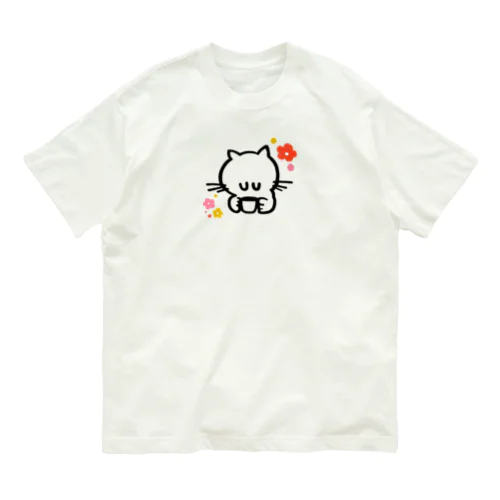 sakuriのﾈｺﾁｬﾝとお花🐱 オーガニックコットンTシャツ