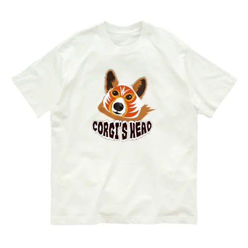 コーギーズヘッドのコーギーマスクロゴ オーガニックコットンTシャツ