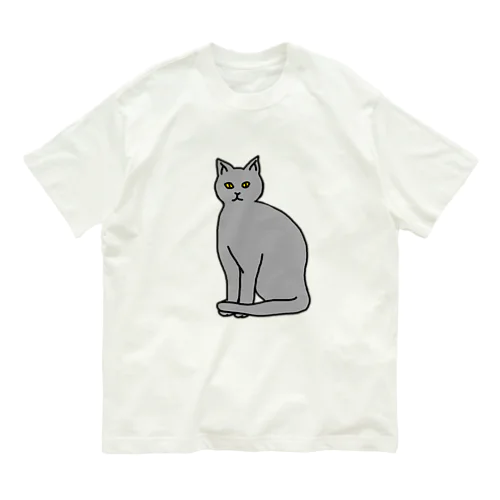 じっと見つめる猫 オーガニックコットンTシャツ