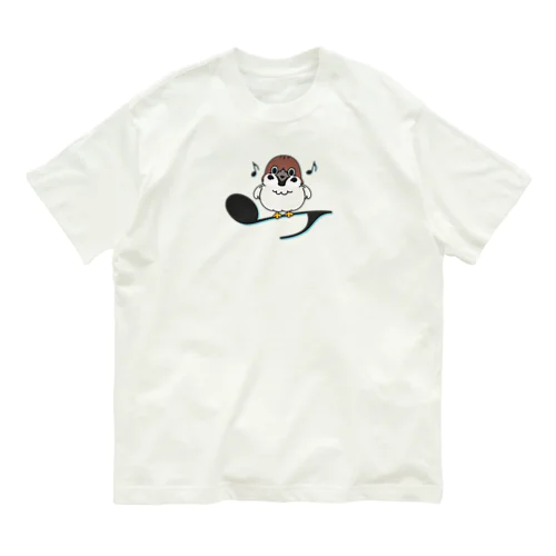 スズメがちゅん A_M オーガニックコットンTシャツ