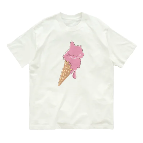 いちごアイスNeko  オーガニックコットンTシャツ