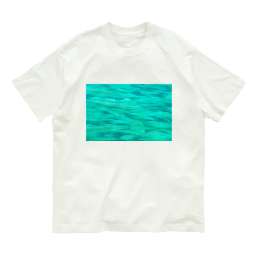 エメラルドグリーンの魚群 オーガニックコットンTシャツ