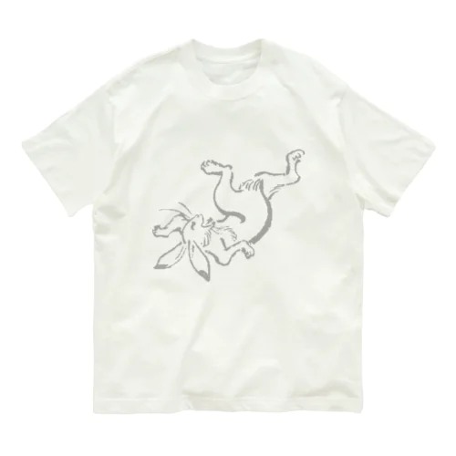 鳥獣人物戯画ウサギ オーガニックコットンTシャツ