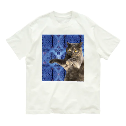 にゃーんkmkmさん_青い模様 ［kaerukova］ Organic Cotton T-Shirt