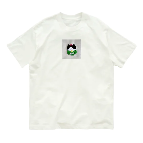 花をもった猫さん（Green） Organic Cotton T-Shirt
