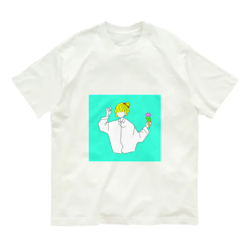 アイスと女の子 オーガニックコットンTシャツ