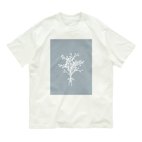 かすみ草ブーケ くすみブルーグリーン Organic Cotton T-Shirt
