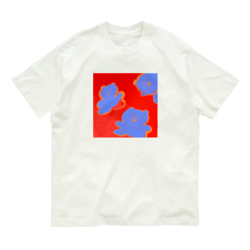 赤と青のおすましくま子 オーガニックコットンTシャツ