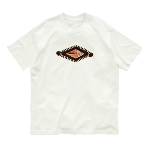 アンティークキー　ボタニカル柄赤麻 Organic Cotton T-Shirt