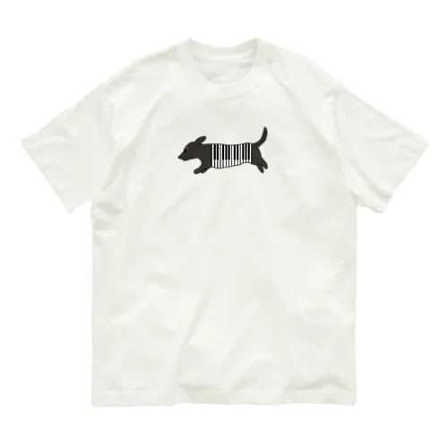 犬ピアノ ダックス ブラック Organic Cotton T-Shirt