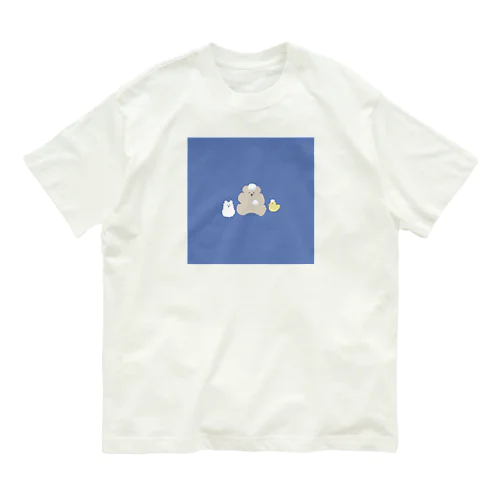 シャンプーくまさん　ブルー Organic Cotton T-Shirt