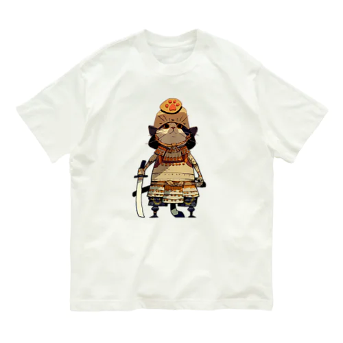 Cat Samurai オーガニックコットンTシャツ