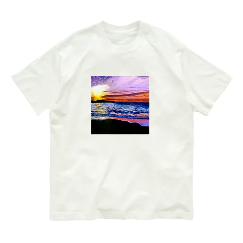 夕陽の海 オーガニックコットンTシャツ