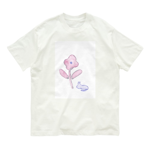 cat and flower Organic Cotton T-Shirt