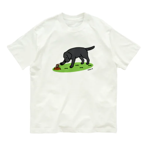 ブラックラブラドールともぐら Organic Cotton T-Shirt