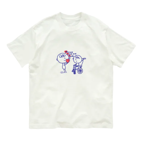 濃いブルーのALS オーガニックコットンTシャツ