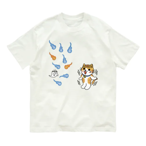 人魂にゃんこ オーガニックコットンTシャツ