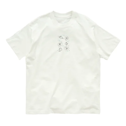 もふがかわいい　おはながら オーガニックコットンTシャツ