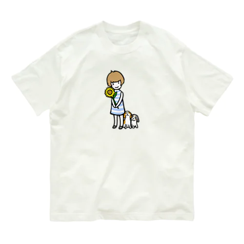 ひまわりとキャバリア Organic Cotton T-Shirt