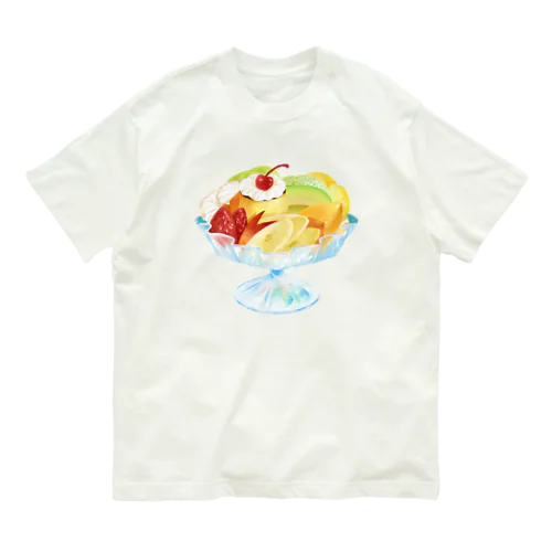 純喫茶ブルーラビット　プリンアラモード(正面) オーガニックコットンTシャツ