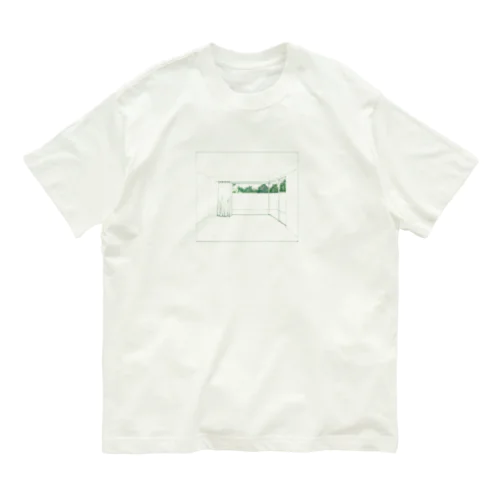 ルーム　緑 オーガニックコットンTシャツ