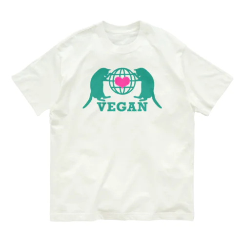 ビーガン　地球と猫 Organic Cotton T-Shirt