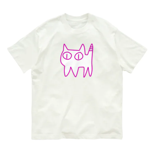 ねこですから。ピンク オーガニックコットンTシャツ