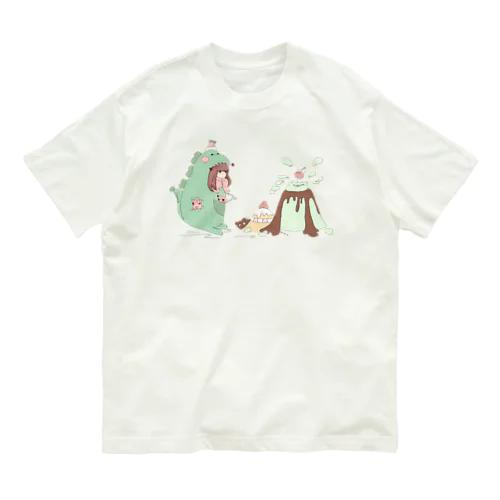 ガオガオおと星人　抹茶ザウルス🍃Tシャツ Organic Cotton T-Shirt