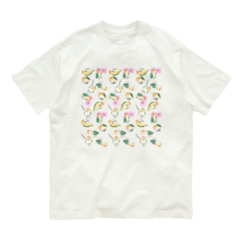 たっぷりシロハラインコちゃん【まめるりはことり】 Organic Cotton T-Shirt