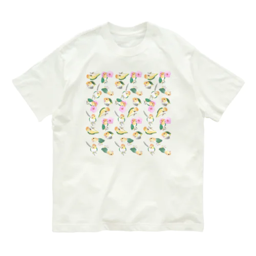 たっぷりシロハラインコちゃん【まめるりはことり】 Organic Cotton T-Shirt