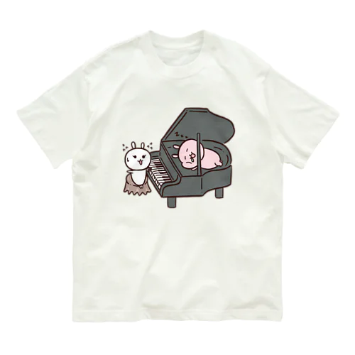 ピアノの中で眠るうさぎ オーガニックコットンTシャツ