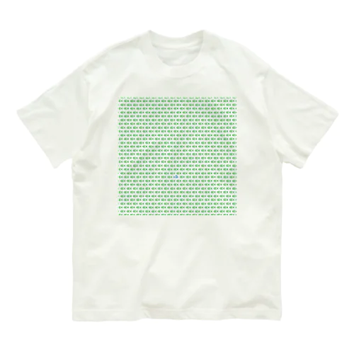 魚玉模様 グリーン オーガニックコットンTシャツ