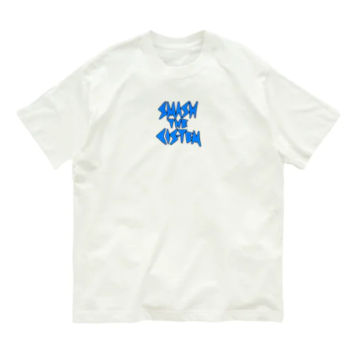 SMASH THE CIS-TEM ブルー Organic Cotton T-Shirt