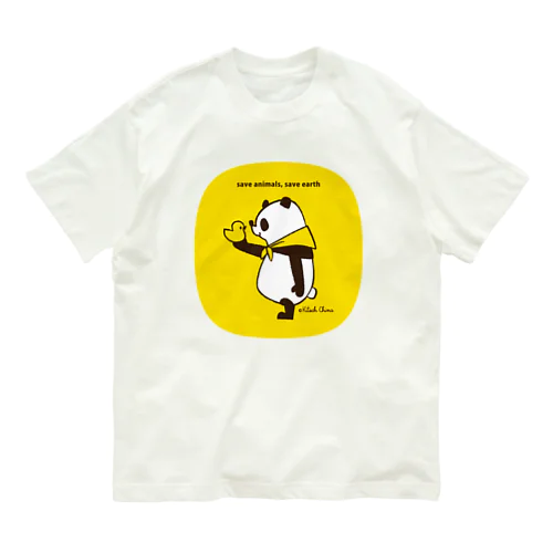 save animals,save earth panda オーガニックコットンTシャツ