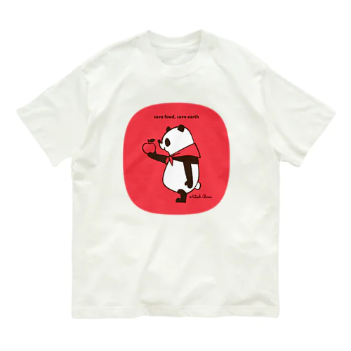 save food,save earth panda オーガニックコットンTシャツ