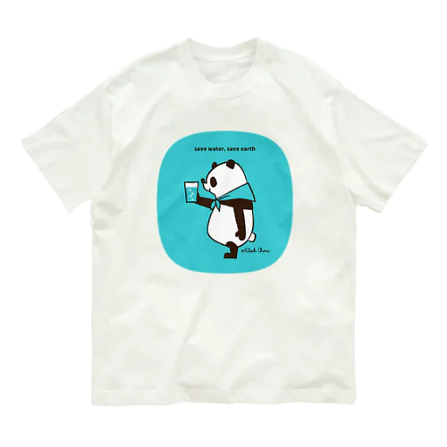 save water,save earth panda オーガニックコットンTシャツ