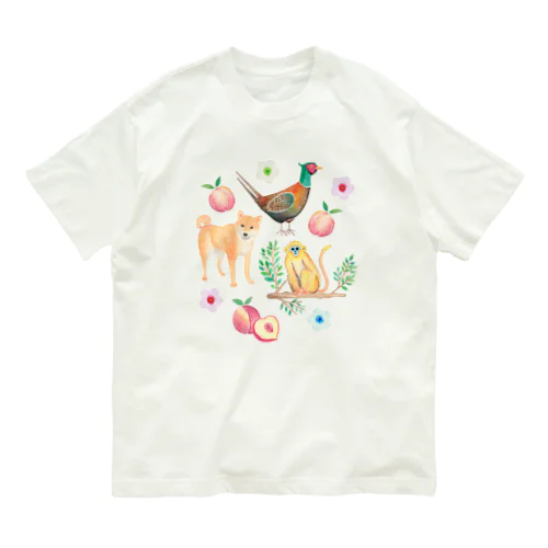 犬・猿・キジと桃 Organic Cotton T-Shirt
