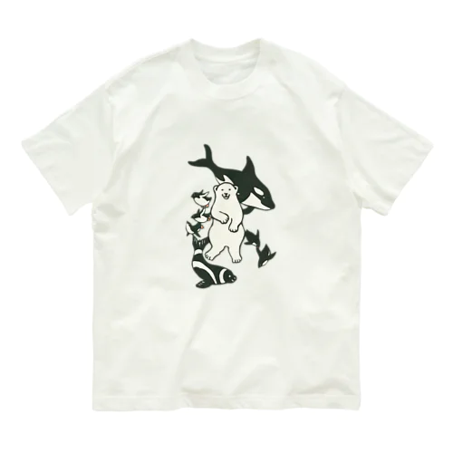 水族館の白と黒たち オーガニックコットンTシャツ