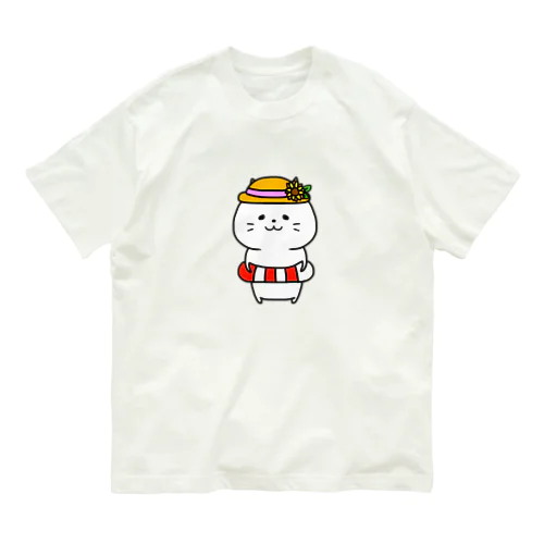 浮き輪帽子ねこさん オーガニックコットンTシャツ