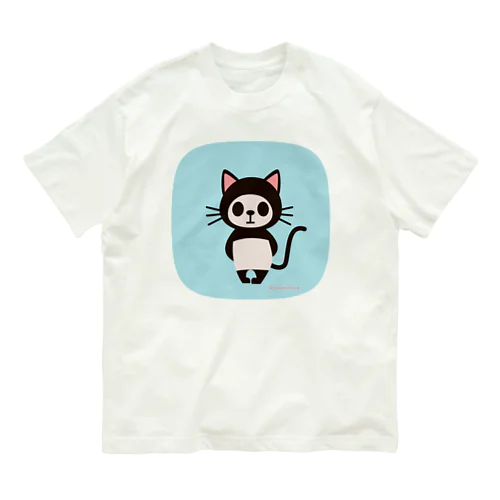 黒猫パンダ オーガニックコットンTシャツ