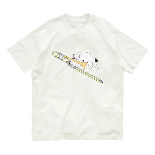 ねこトロンボーン オーガニックコットンTシャツ