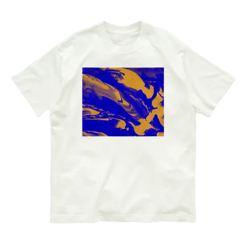 蛍光波blue オーガニックコットンTシャツ