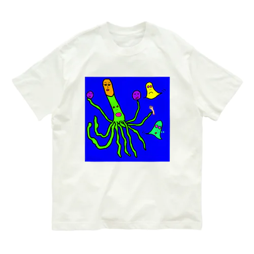 手が多い系の生物の絵 オーガニックコットンTシャツ