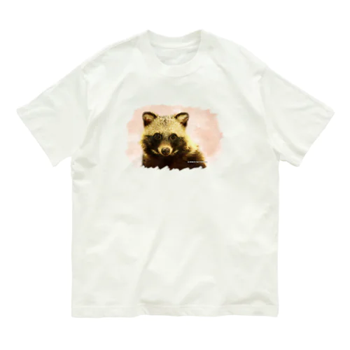 たぬきのリンク　ピンク オーガニックコットンTシャツ