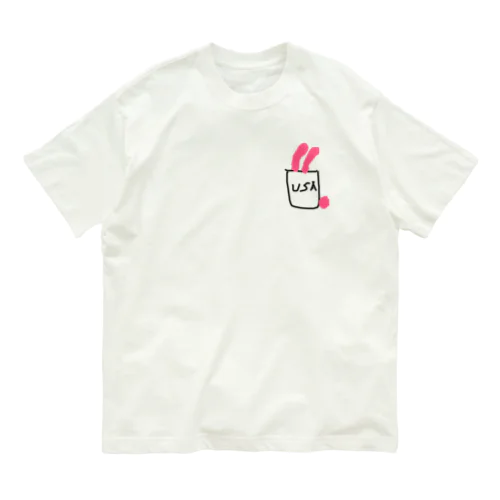 ポケット隠れアニマル オーガニックコットンTシャツ