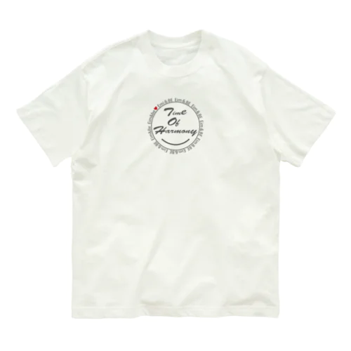 Time of harmony(グレーロゴ✖️赤ハート) オーガニックコットンTシャツ