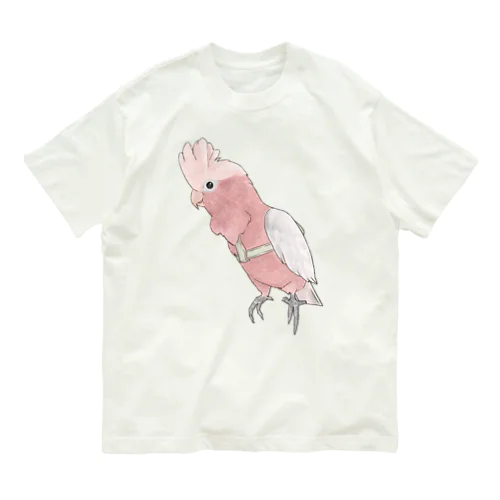 ご機嫌モモイロインコちゃん【まめるりはことり】 オーガニックコットンTシャツ