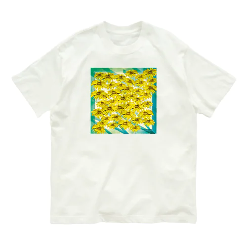 いっぱいいっぱいフラワー（blue） Organic Cotton T-Shirt