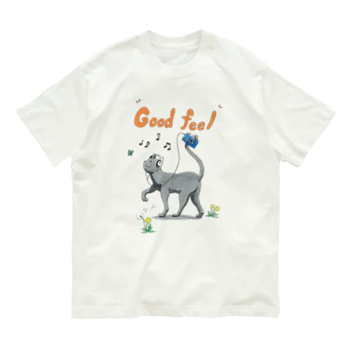 ネコちゃん(グレー) オーガニックコットンTシャツ