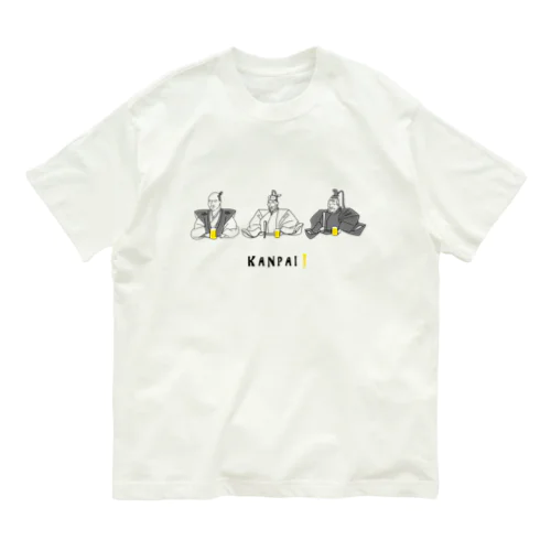 偉人 × BEER（三英傑）黒線画 オーガニックコットンTシャツ